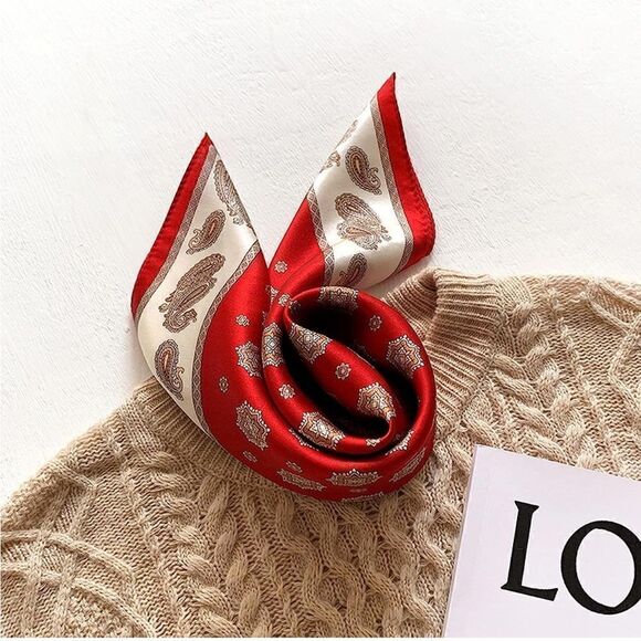 Red Paisley Silk Scarf - Picture 4 of 4